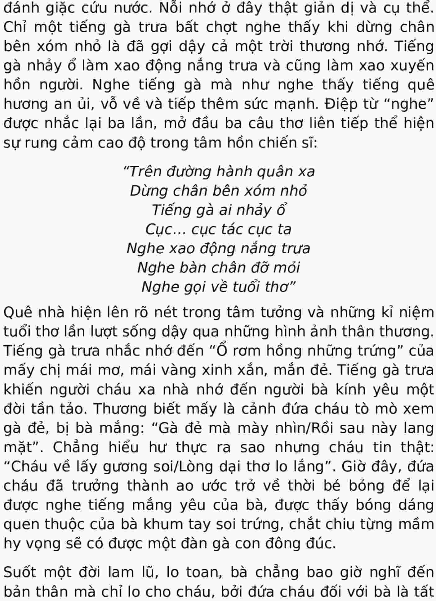 phát biểu cảm nghĩ về bài thơ tiếng gà trưa