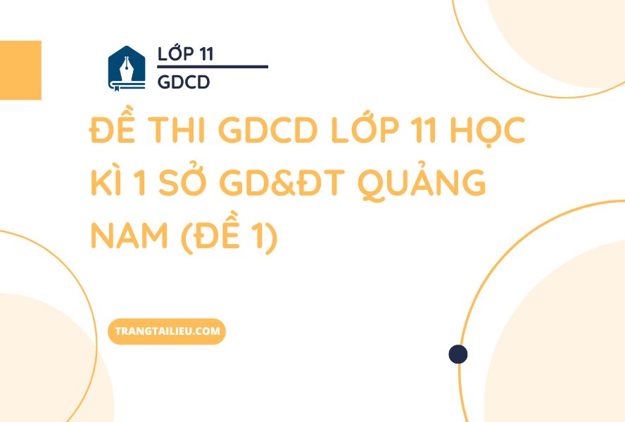 Đề Thi GDCD Lớp 11 Học Kì 1 Sở GD&ĐT Quảng Nam (Đề 1)