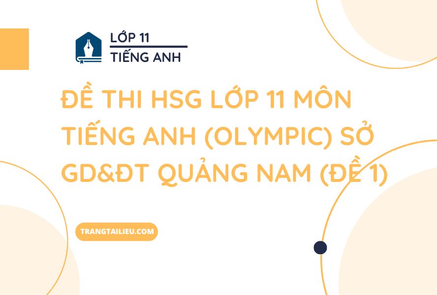 Đề Thi HSG Lớp 11 Môn Tiếng Anh (Olympic) Sở GD&ĐT Quảng Nam (Đề 1)