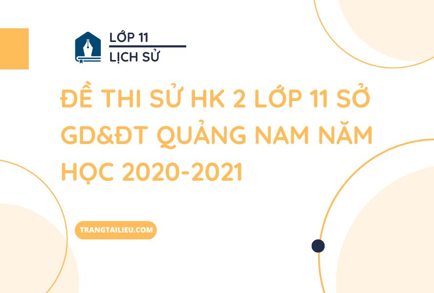 Đề Thi Sử HK 2 Lớp 11 Sở GD&ĐT Quảng Nam Năm Học 2020-2021
