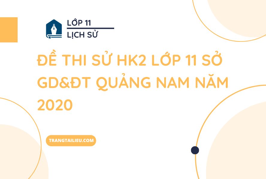 Đề Thi Sử HK2 Lớp 11 Sở GD&ĐT Quảng Nam Năm 2020